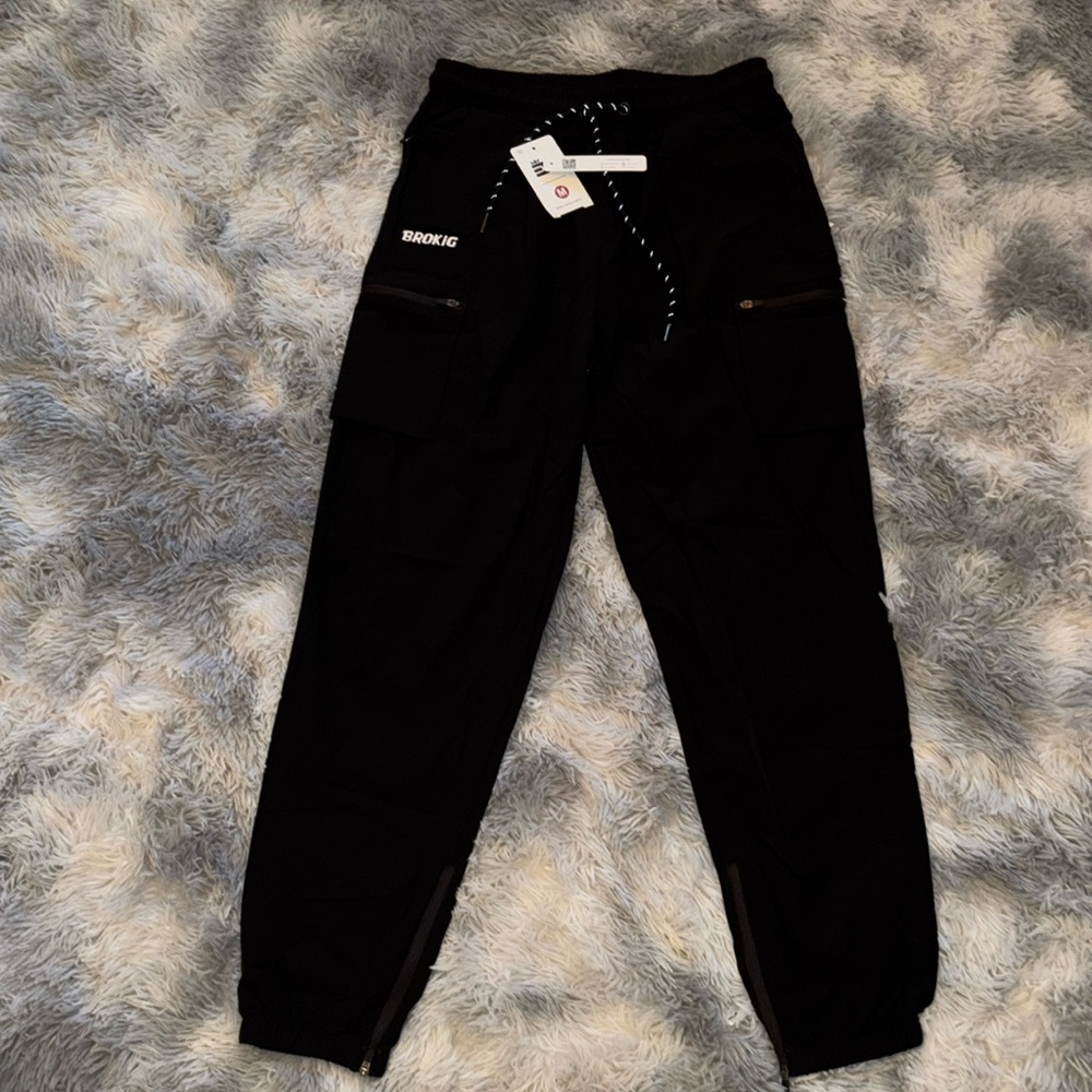 💕BROKIG Mens Jogger Sport Pants, Casual Gym Workout Sweatpants zip ankles sz M